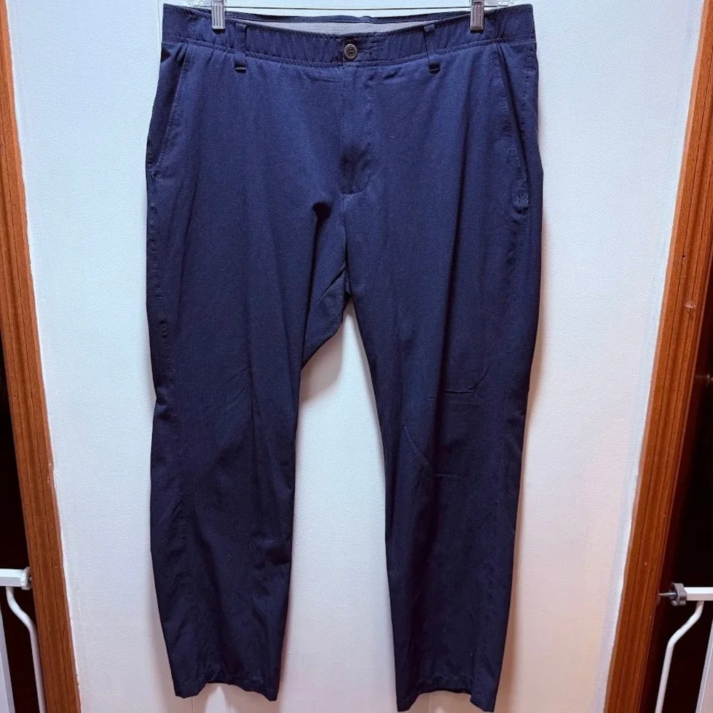 Under Armour Men Golf Pants‎ Navy Blue Size 38x32 Flat Front Athletic Fit